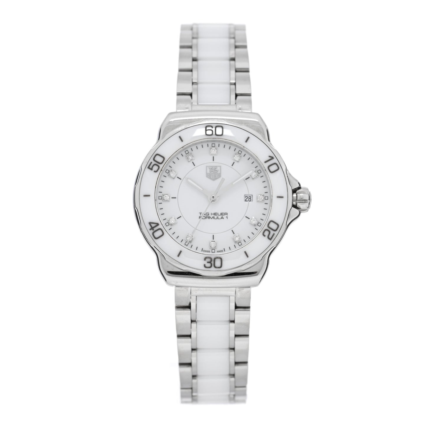 Stainless Steel Ceramic Diamond 32mm Formula 1 Quartz Watch White WAH1313