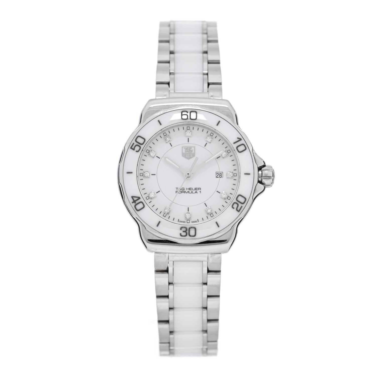 Tag Heuer Stainless Steel Ceramic Diamond 32mm Formula 1 Quartz Watch White WAH1313 1 of 4