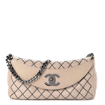Chanel Lambskin Chain Stitch Clutch Beige 1 of 15