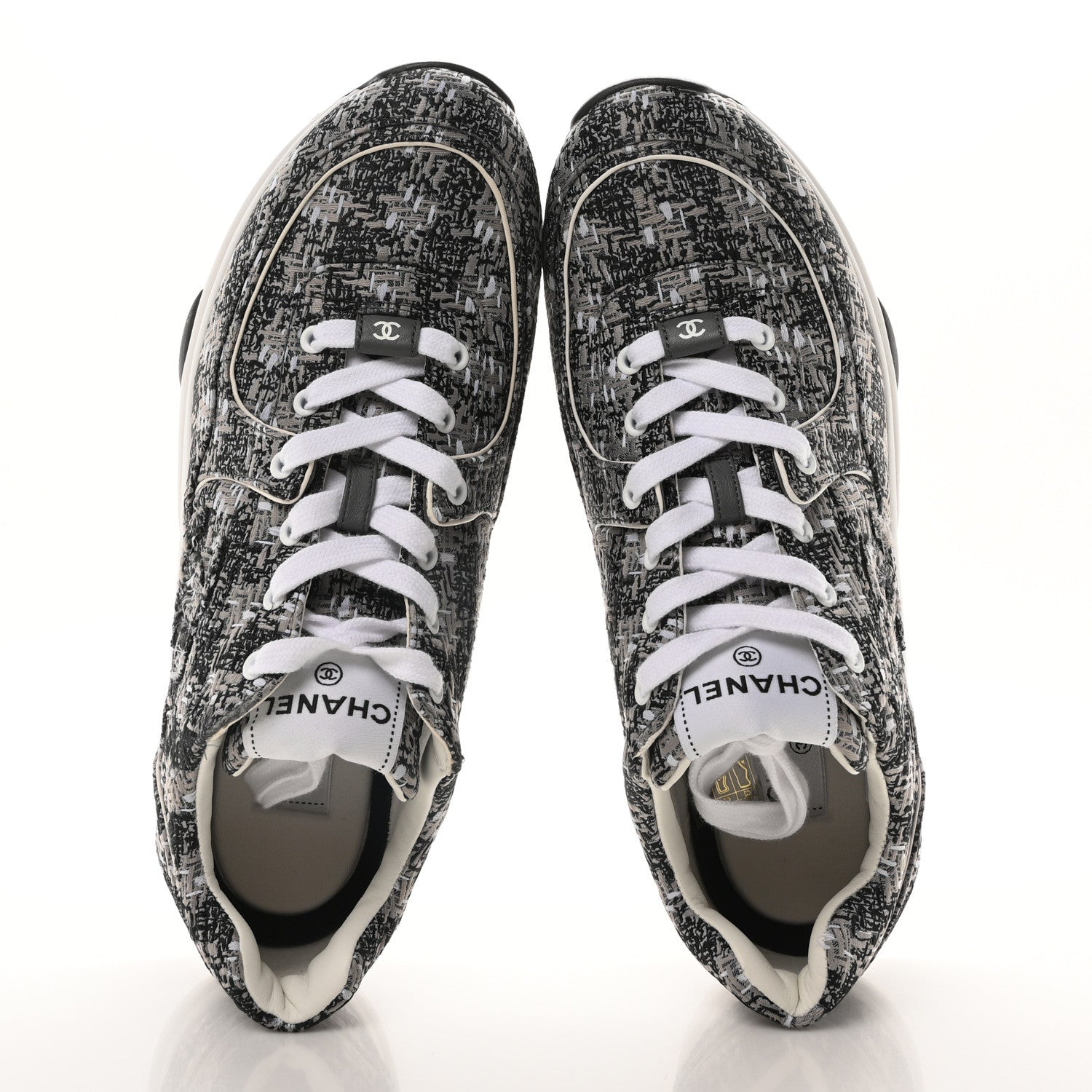 Chanel Tweed Mens CC Sneakers 43 Grey Black 2 of 9