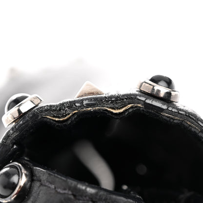 Valentino Garavani Pebbled Calfskin Onyx Medium Rockstud Rolling Flap Saddle Bag Black 10 of 14
