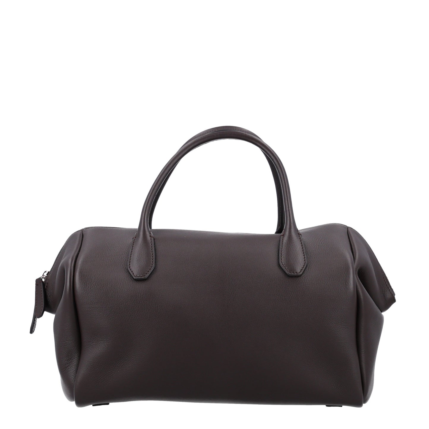 Grained Calfskin Faye Bowling Bag Dark Brown