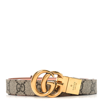 Gucci Calfskin GG Supreme Monogram Double G Reversible 20mm Belt 95 38 Beige Ebony 1 of 6