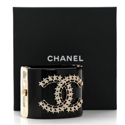 Chanel Resin Lambskin Crystal CC Star CC Cuff Black 7 of 7
