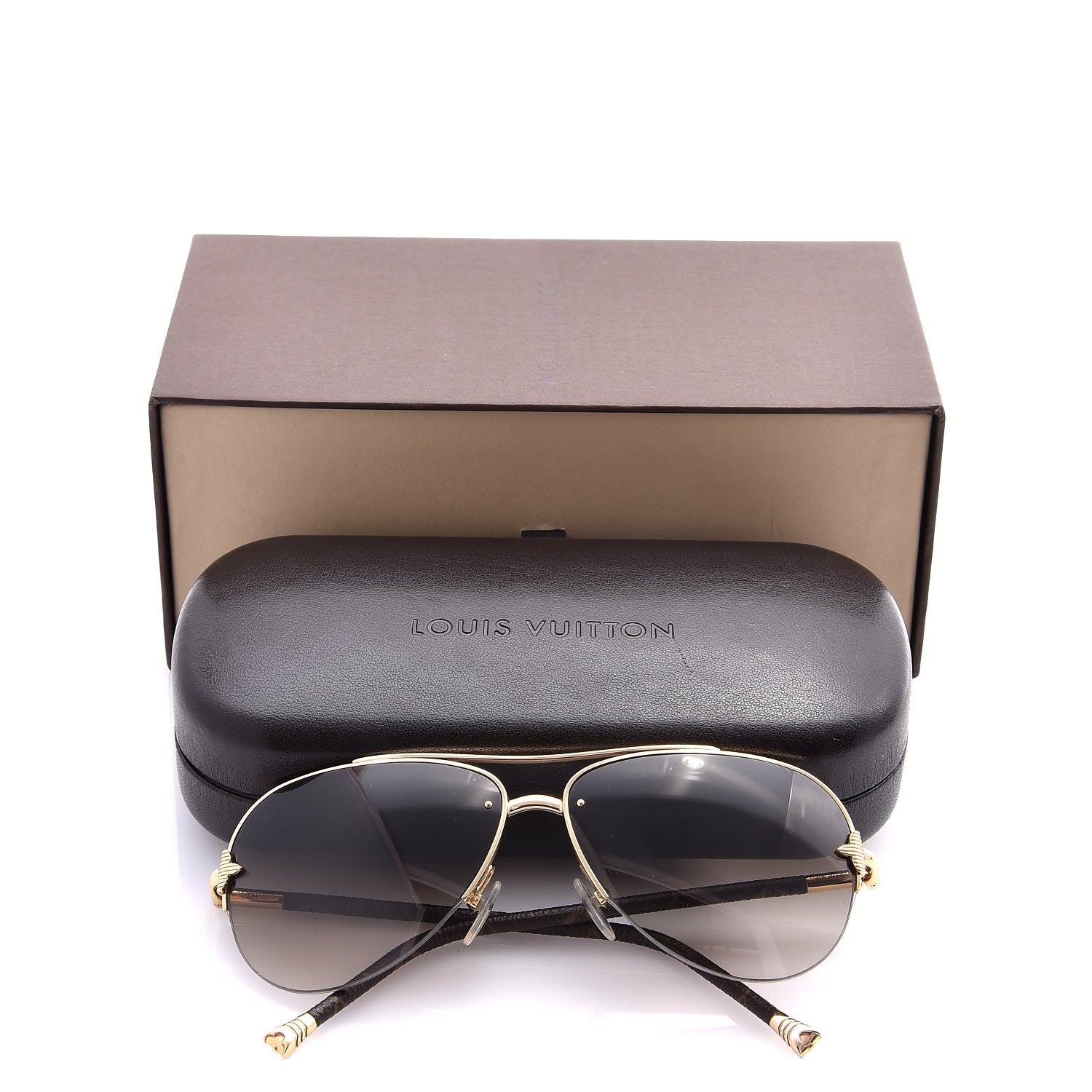 Louis Vuitton Monogram Petite Viola Pilote Aviator Sunglasses Z0571U Brown 7 of 7