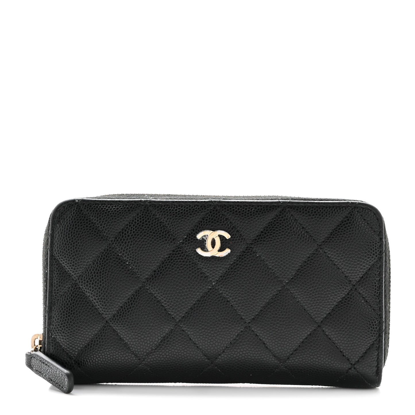 Caviar Quilted Medium Zip Around Wallet Black