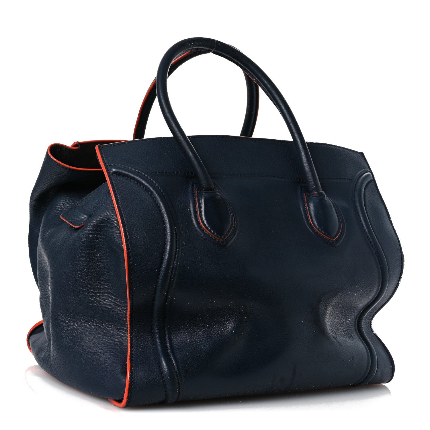 Celine Supple Calfskin Large Phantom Luggage Navy Blue Orange 3 of 17