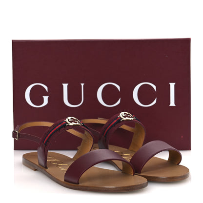 Gucci Canvas Calfskin Web GG Monogram Womens Sandals 39 Rosso Ancora 12 of 12