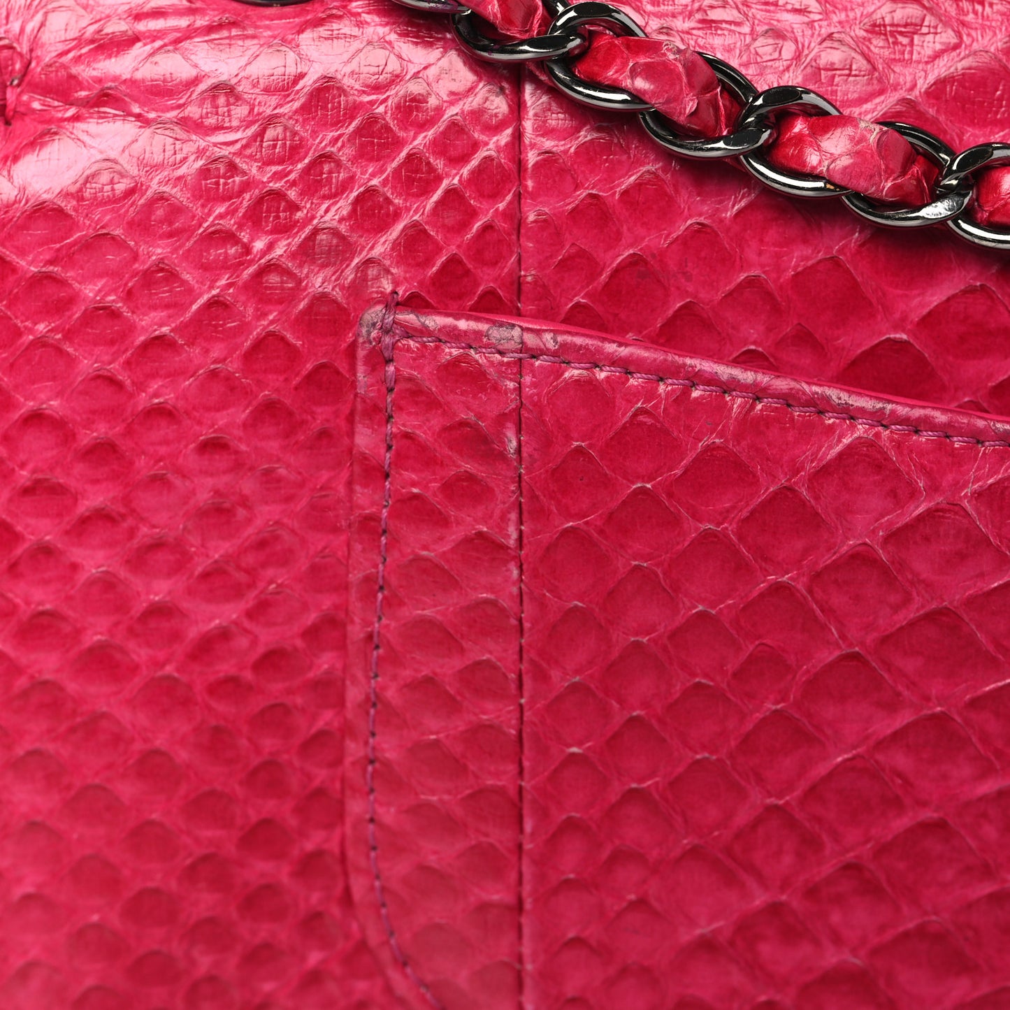 Snakeskin Medium Double Flap Pink