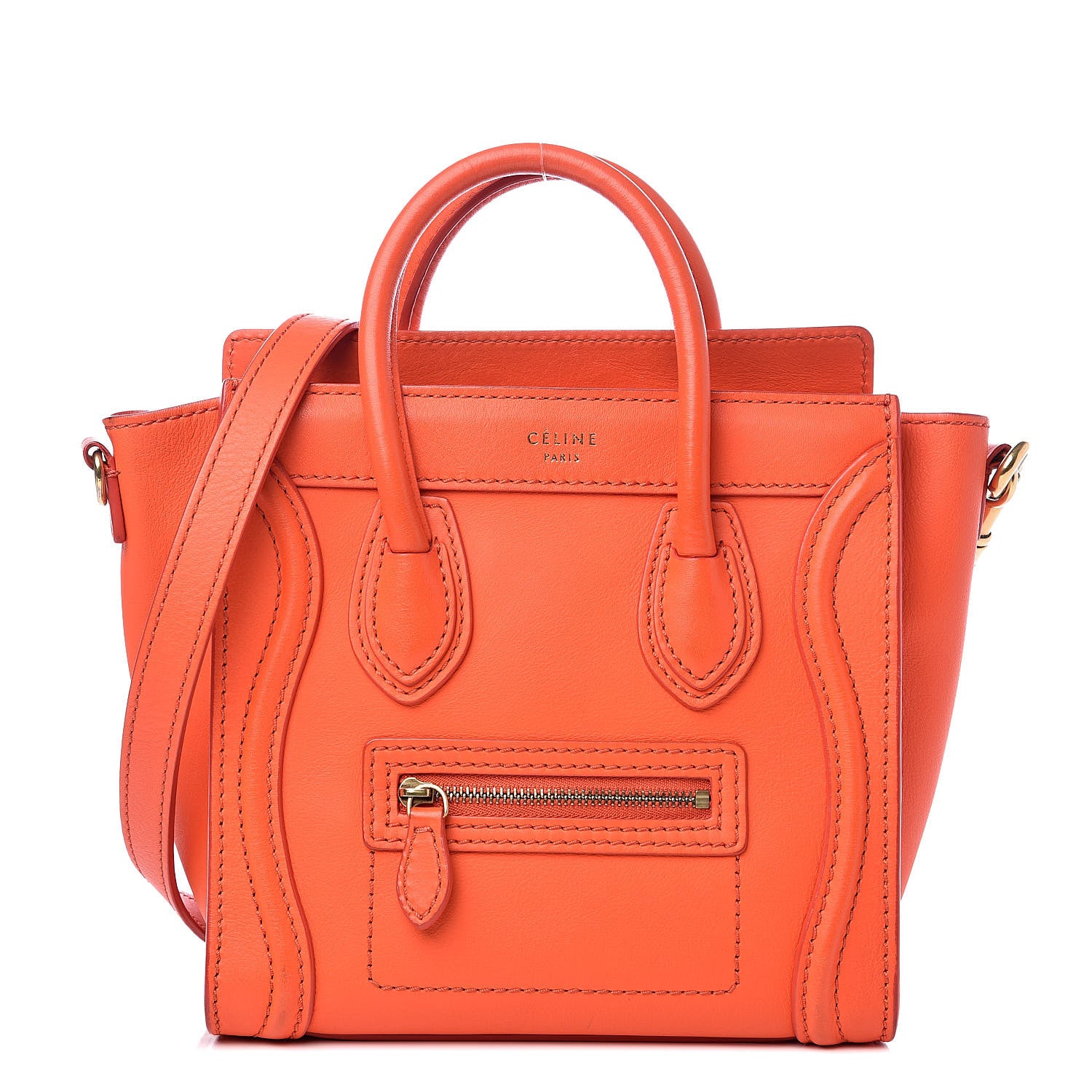 Celine Smooth Calfskin Nano Luggage Fluo Orange 1 of 18