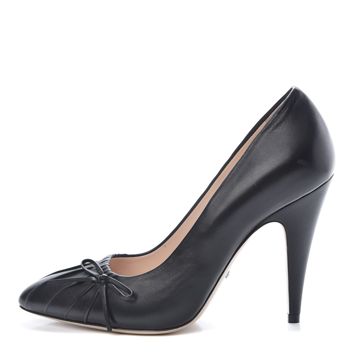 Gucci Nappa Bow High Heel Pumps 37.5 Black 1 of 14