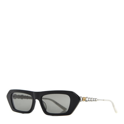 Gucci Acetate Crystal Embellished Rectangle Sunglasses GG0642S Black Gold 1 of 8