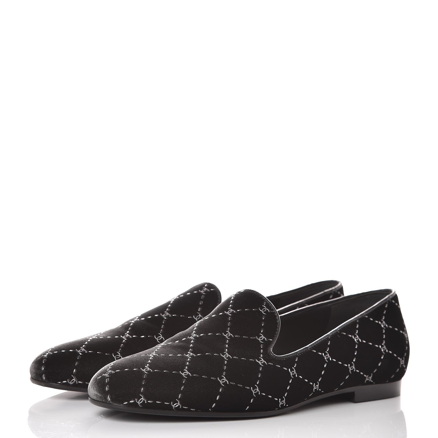 Velvet Moccasin Loafers 37 Grey