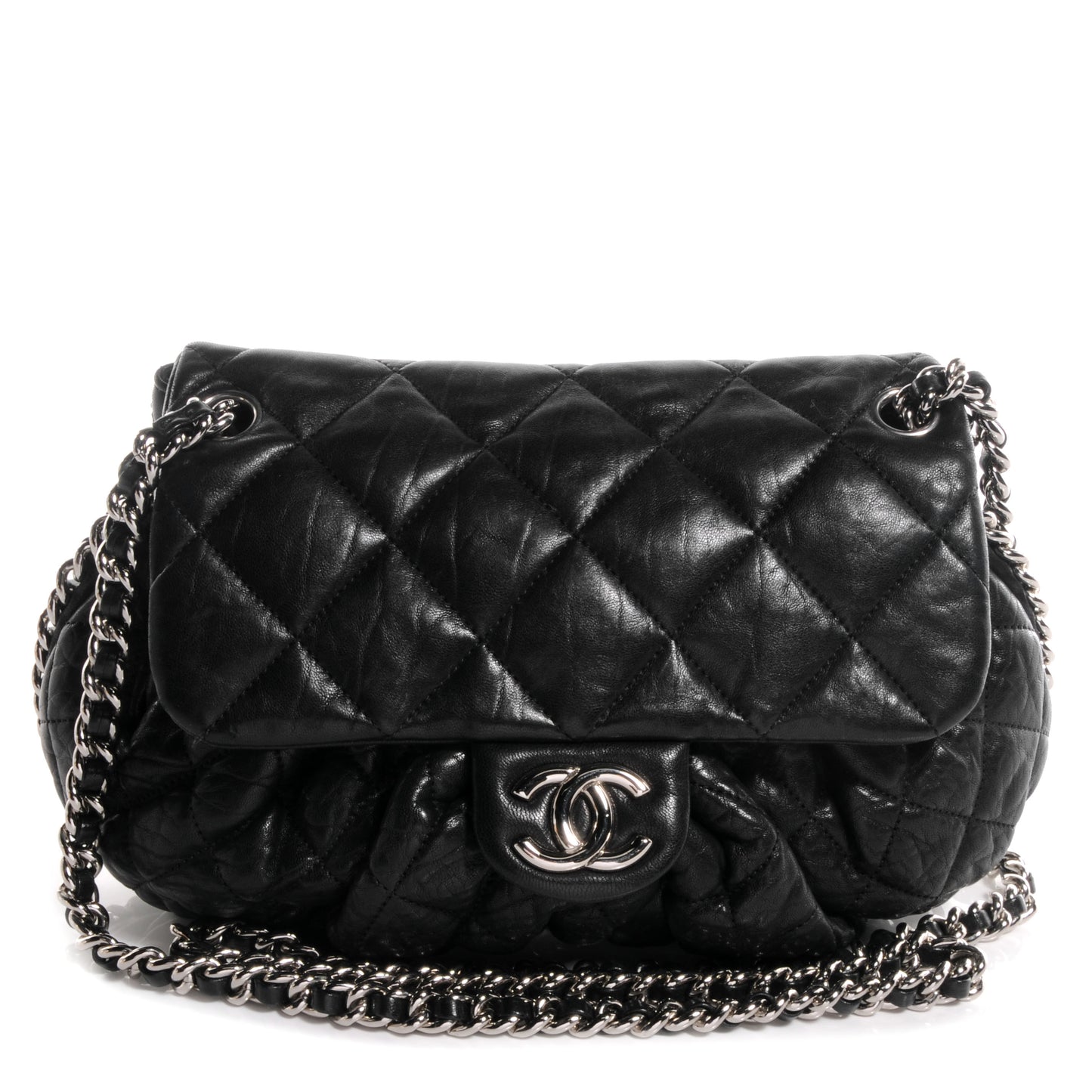 Lambskin Chain Around Medium Messenger Bag Black