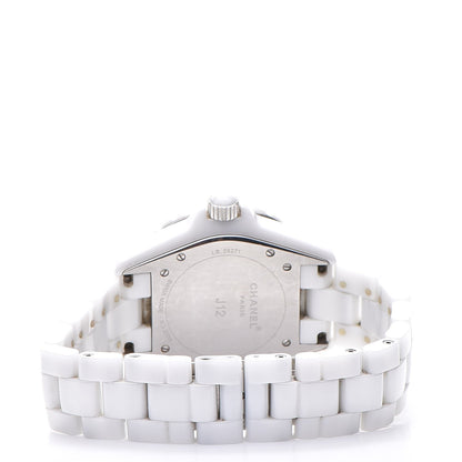Chanel Stainless Steel Ceramic Diamond 38mm J12 Automatic Watch White 4 of 9