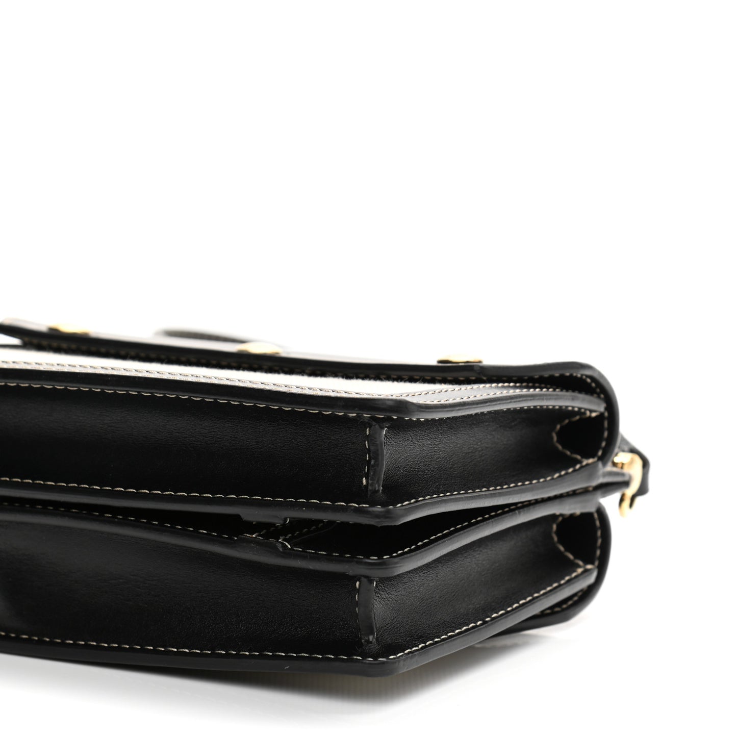 Smooth Calfskin Canvas Horseferry Print Mini Title Bag with Pocket Black