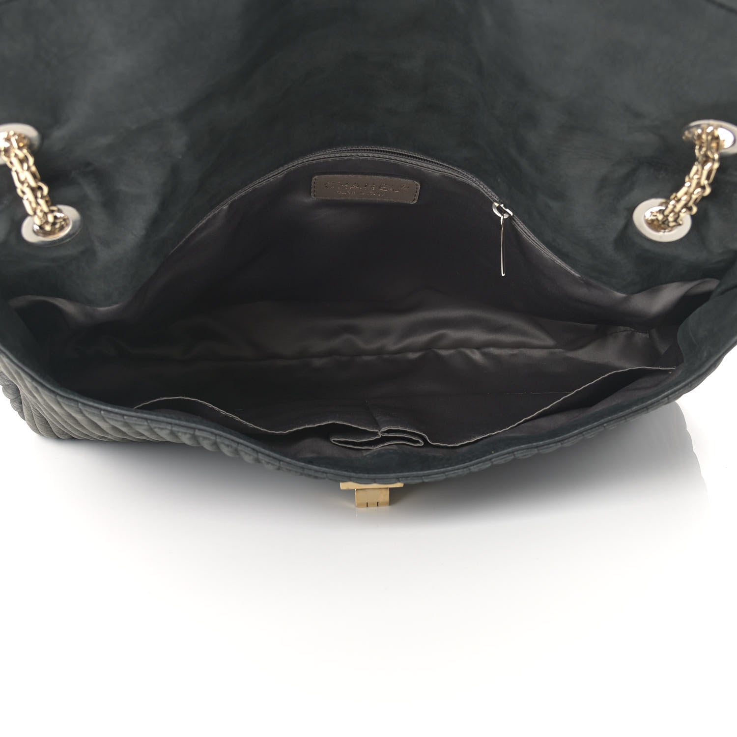Chanel Iridescent Calfskin Vertical Quilted Mademoiselle Lock Bijoux Flap Shoulder Bag Black 4 of 9