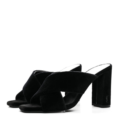 Saint Laurent Velvet LouLou Mules 36 Black 4 of 9