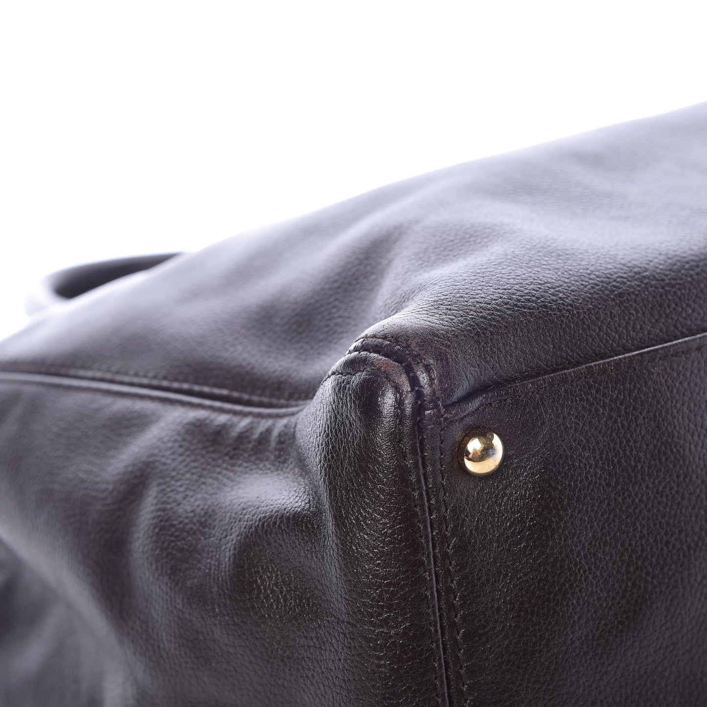 Calfskin Cerf Executive Shopper Tote Dark Brown