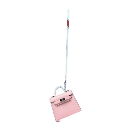 Hermes Tadelakt Mini Kelly Twilly Bag Charm Rose Sakura 1 of 3