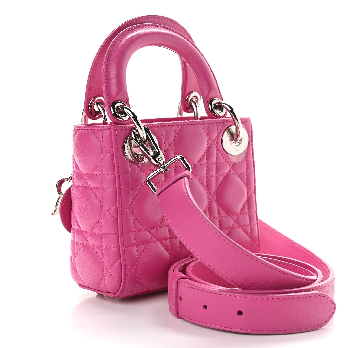 Lambskin Cannage Micro Lady Dior Pink