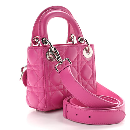 Christian Dior Lambskin Cannage Micro Lady Dior Pink 2 of 8