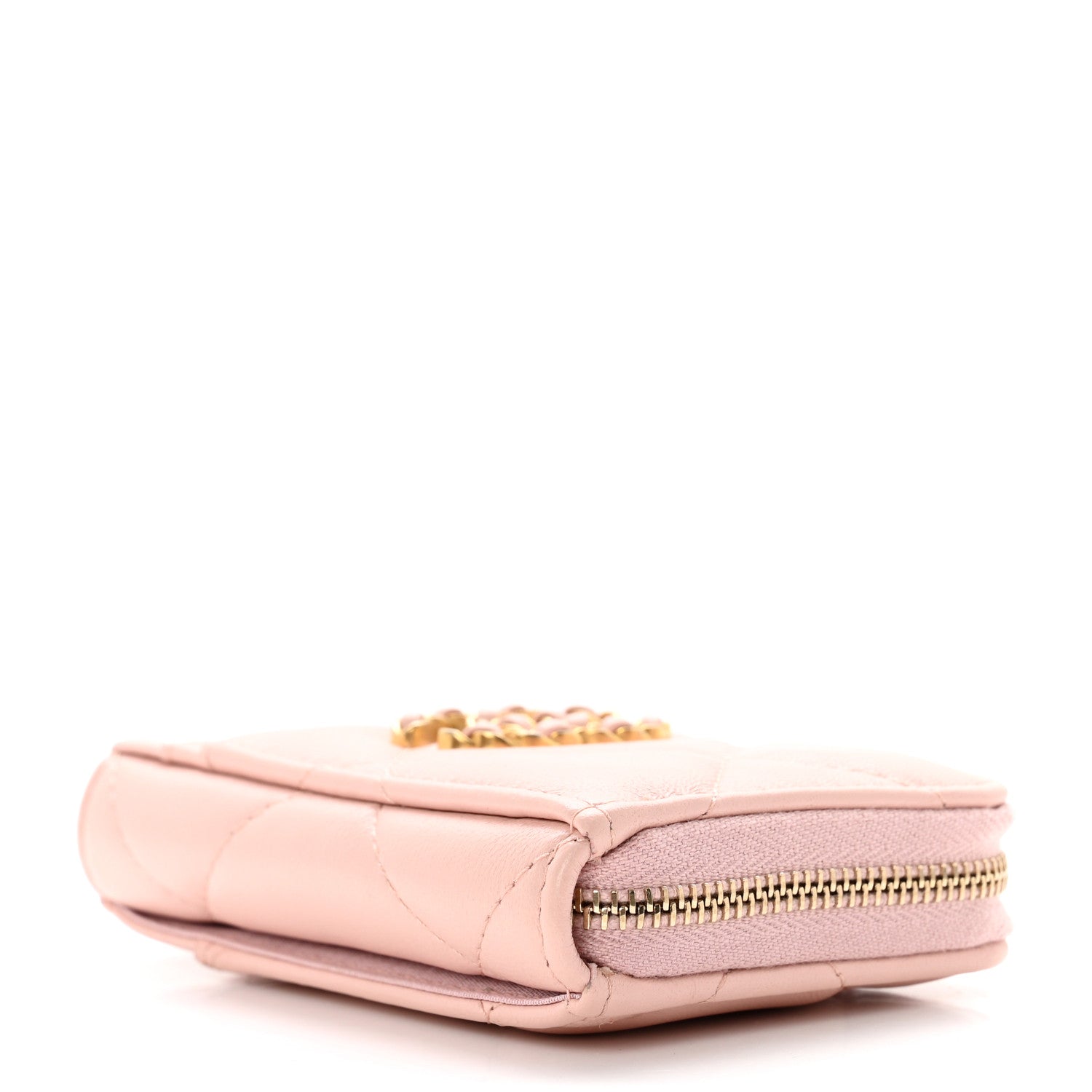 Chanel Lambskin Quilted Chanel 19 Vertical Zip Card Holder Wallet Light Pink 4 of 8