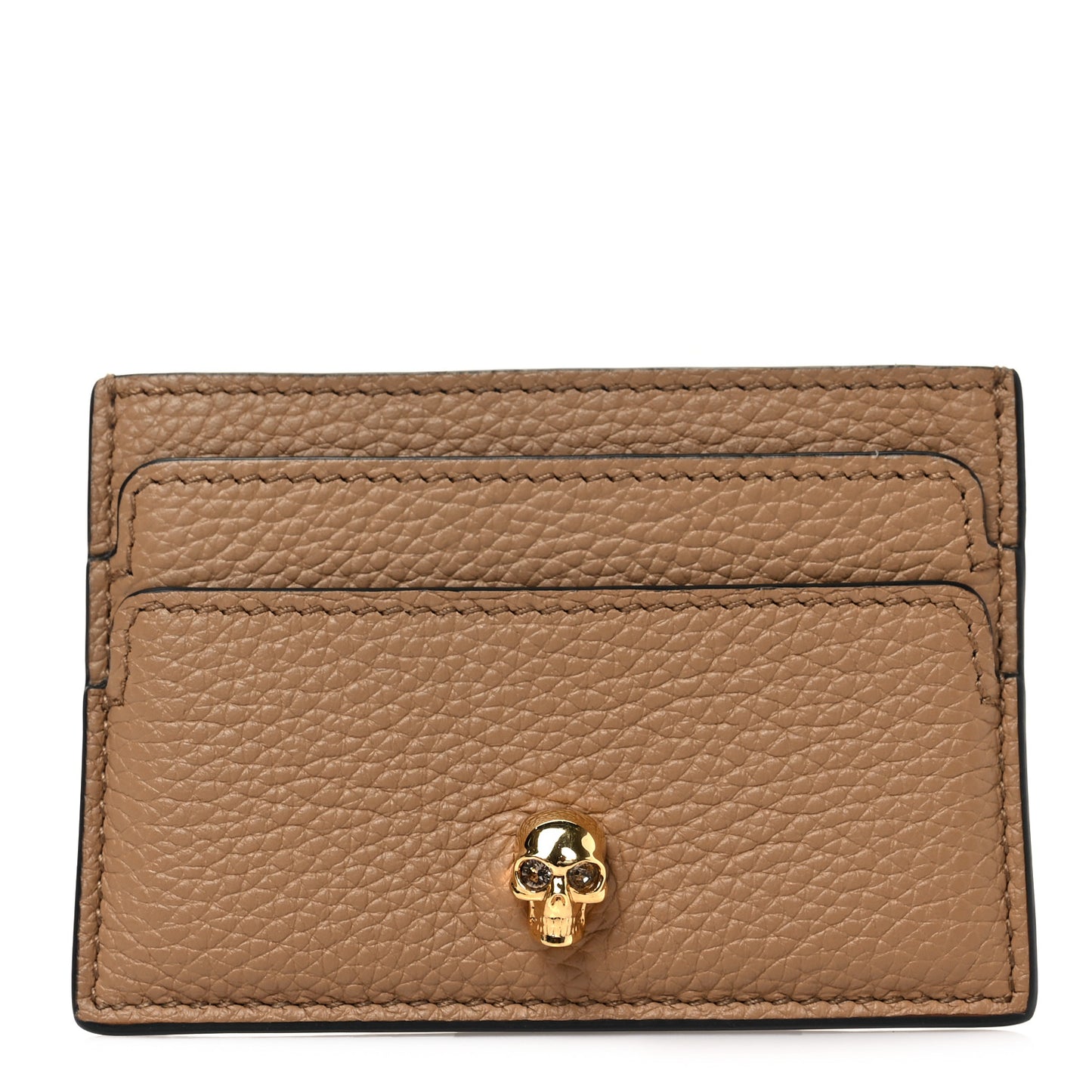 Calfskin Skull Card Holder Nude