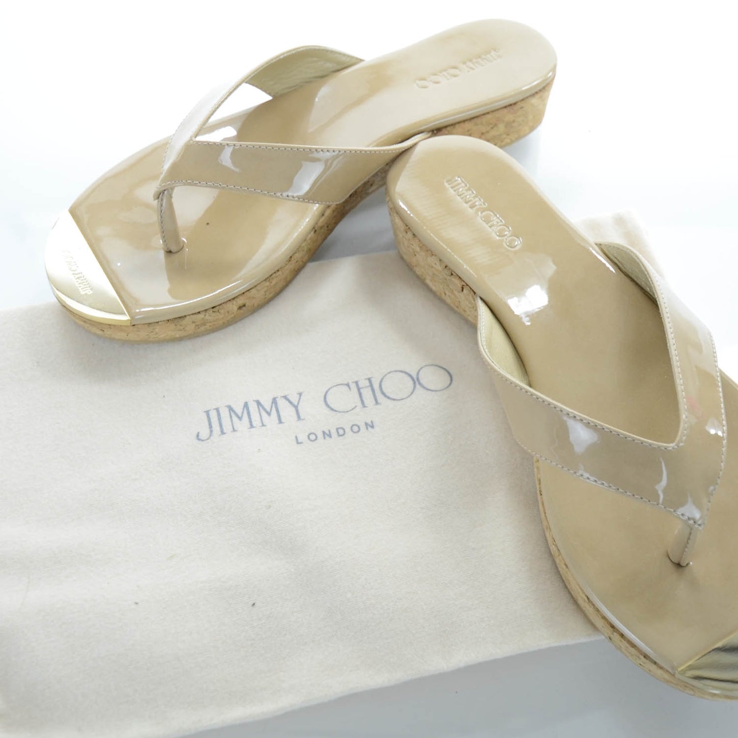 Patent Cork Wedge Sandals 38