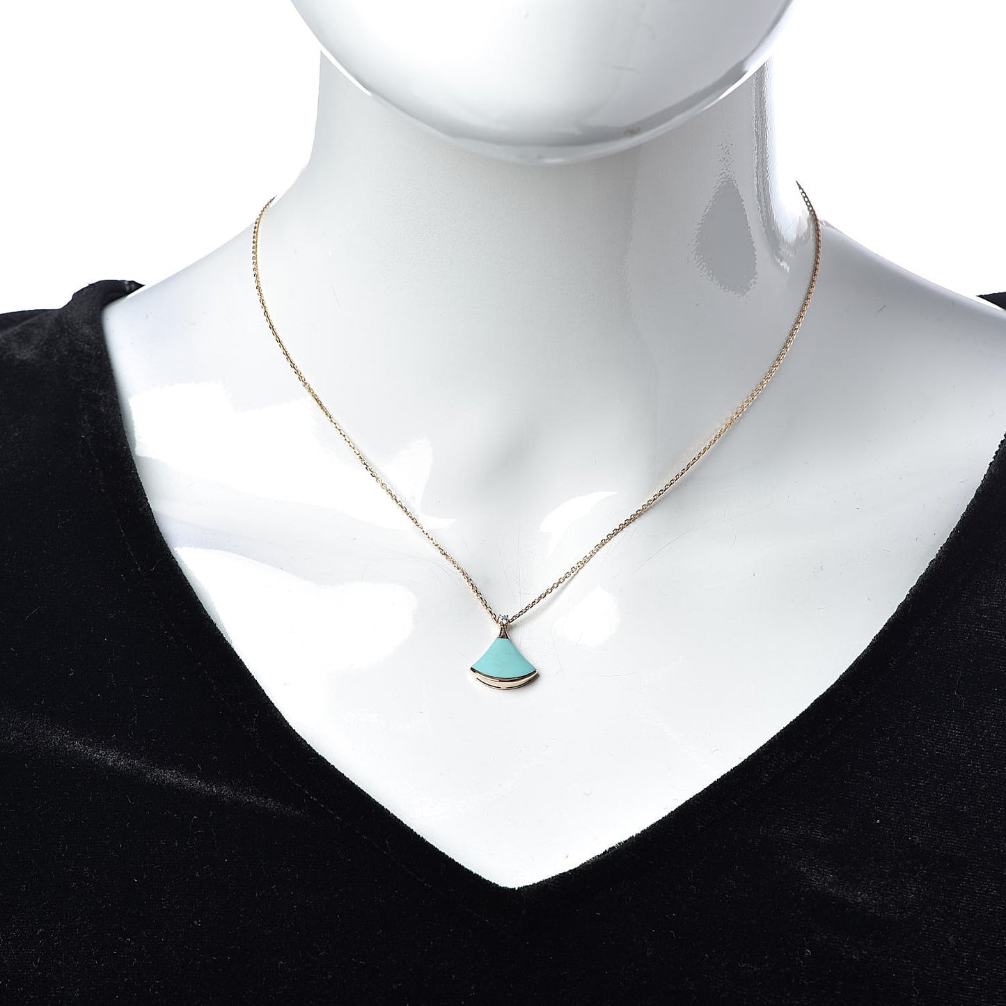 18K Rose Gold Diamond Turquoise Divas' Dream Pendant Necklace