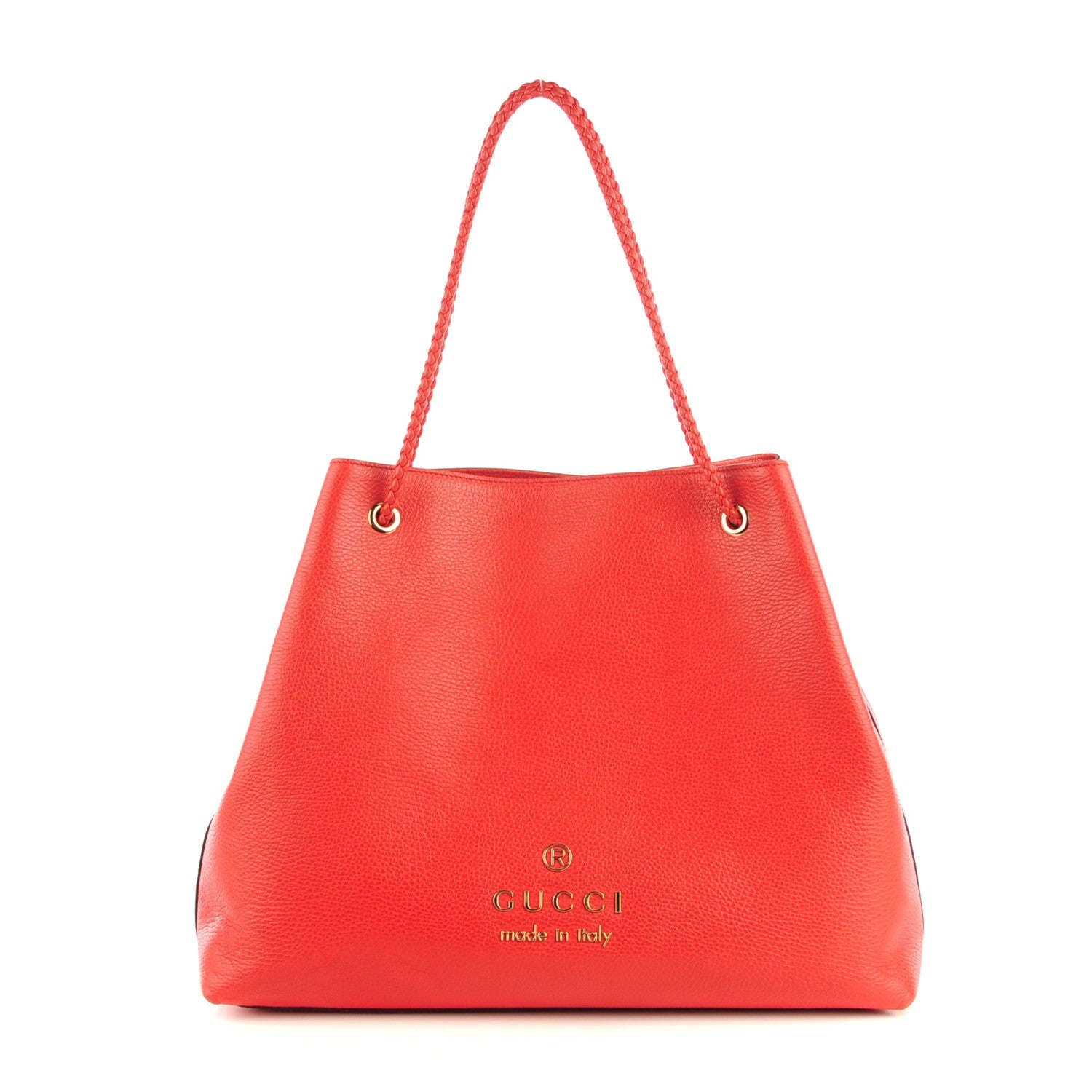 Gucci Calfskin Large Gifford Braided Handle Tote Red 1 of 7