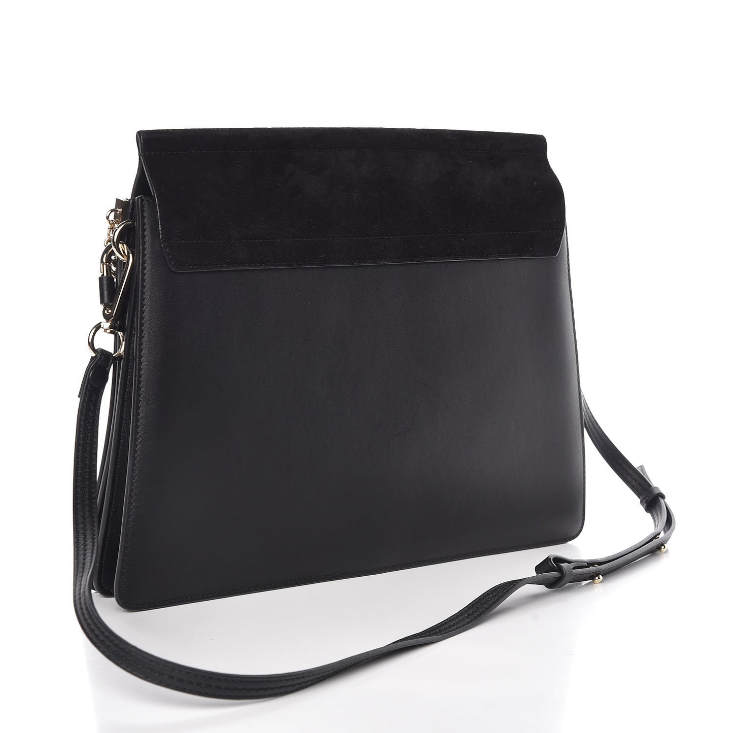 Suede Calfskin Medium Faye Shoulder Bag Black