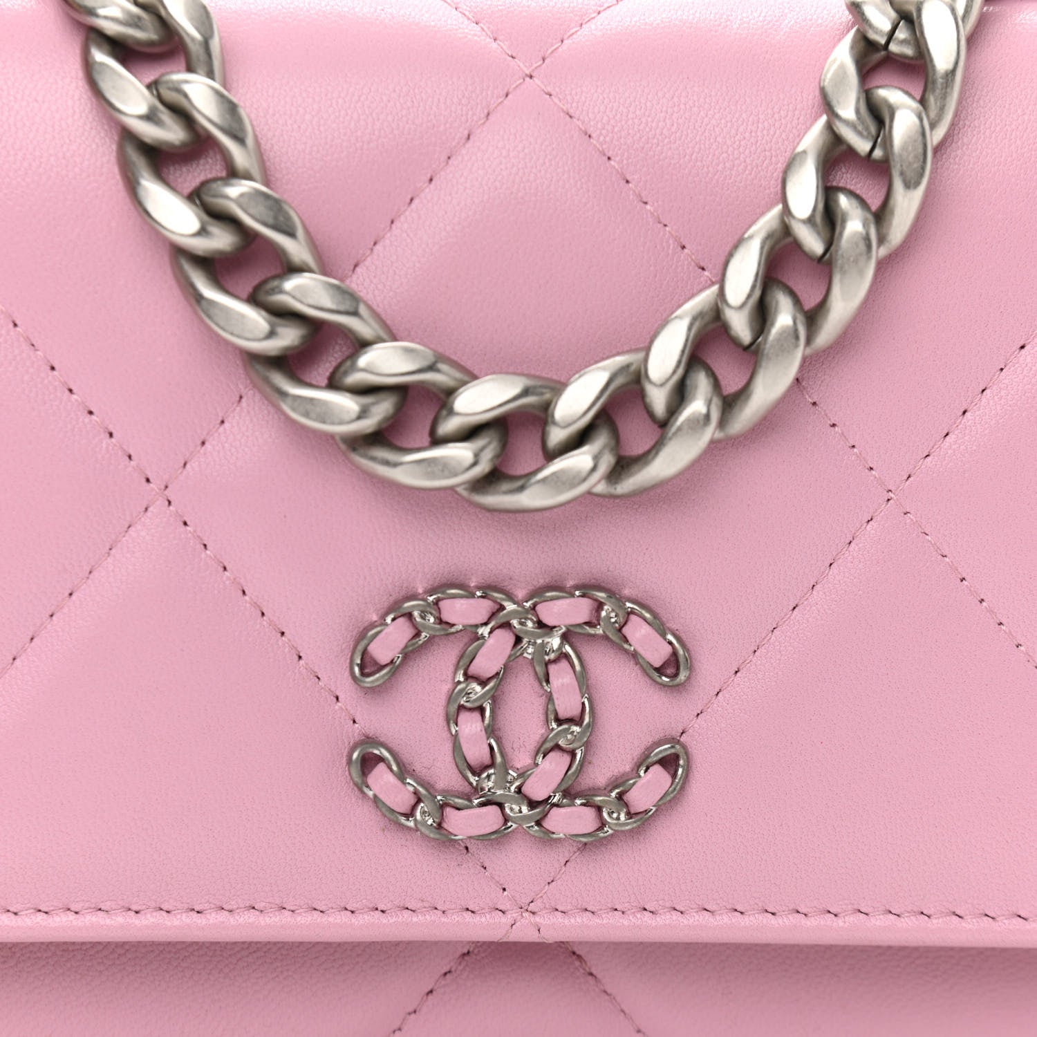 Chanel Lambskin Quilted Chanel 19 Wallet On Chain WOC Dark Pink 11 of 12