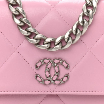 Chanel Lambskin Quilted Chanel 19 Wallet On Chain WOC Dark Pink 11 of 12
