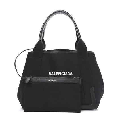 Balenciaga Cotton Canvas Calfskin S Navy Cabas Black 1 of 13