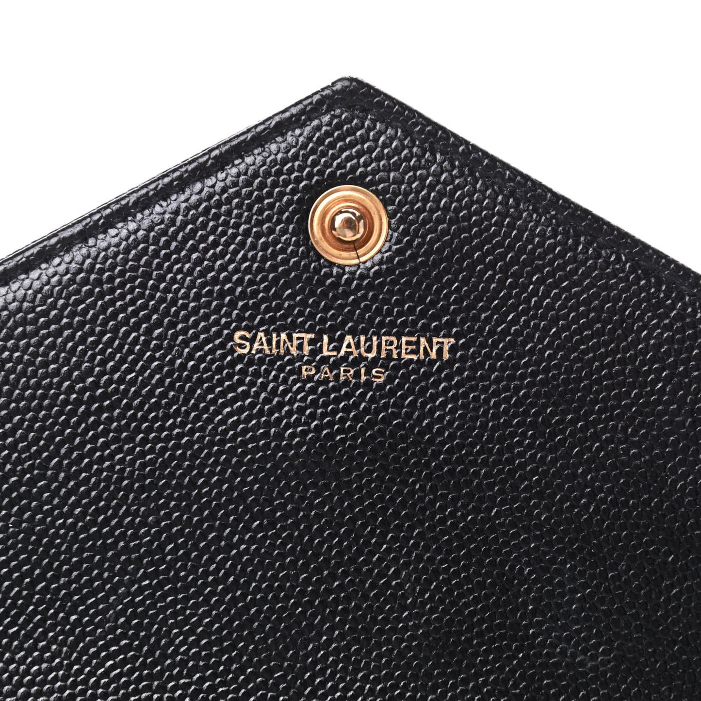 Grain De Poudre Matelasse Chevron Monogram Envelope Chain Wallet Black