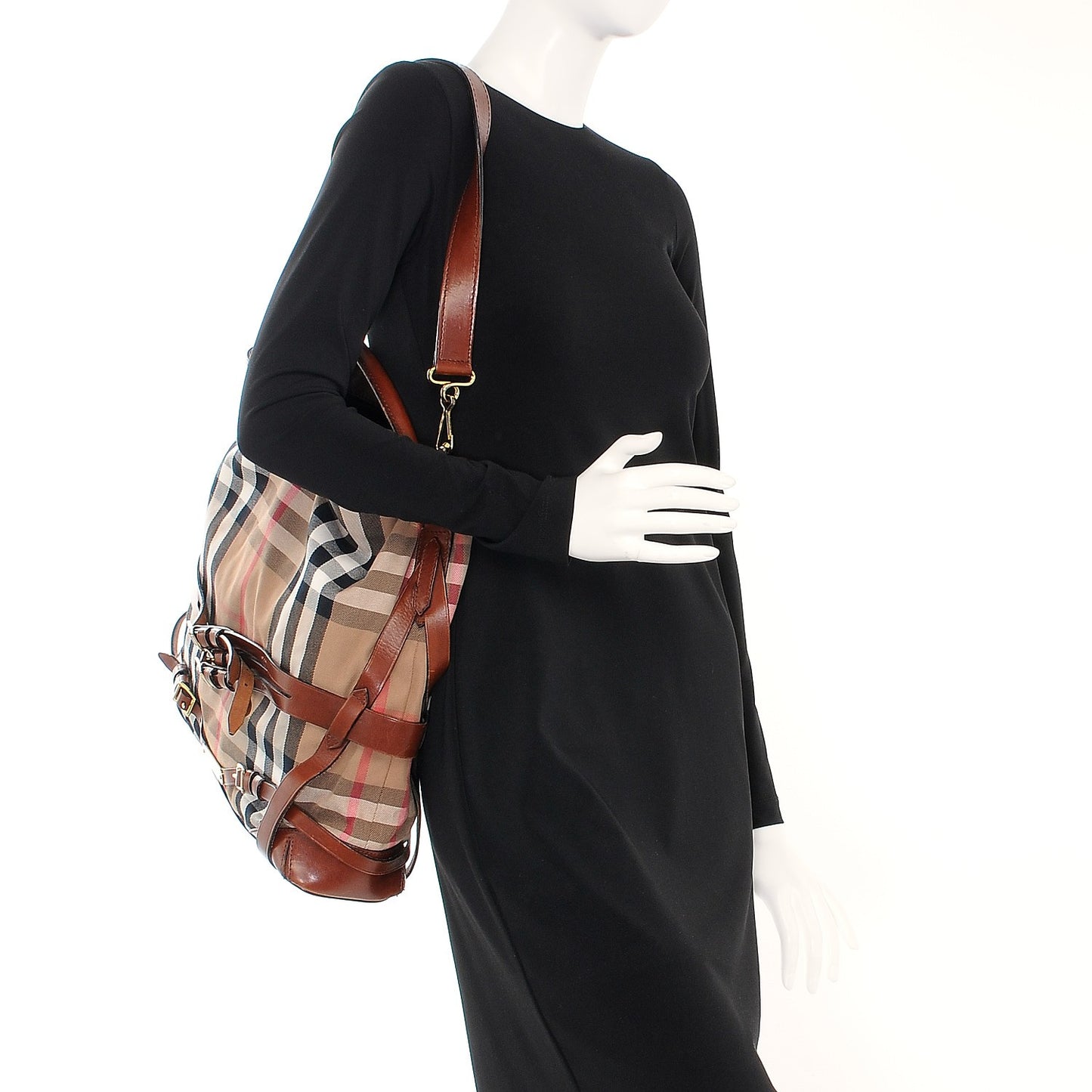 House Check Bridle Calfskin Medium Gosford Hobo Dark Tan