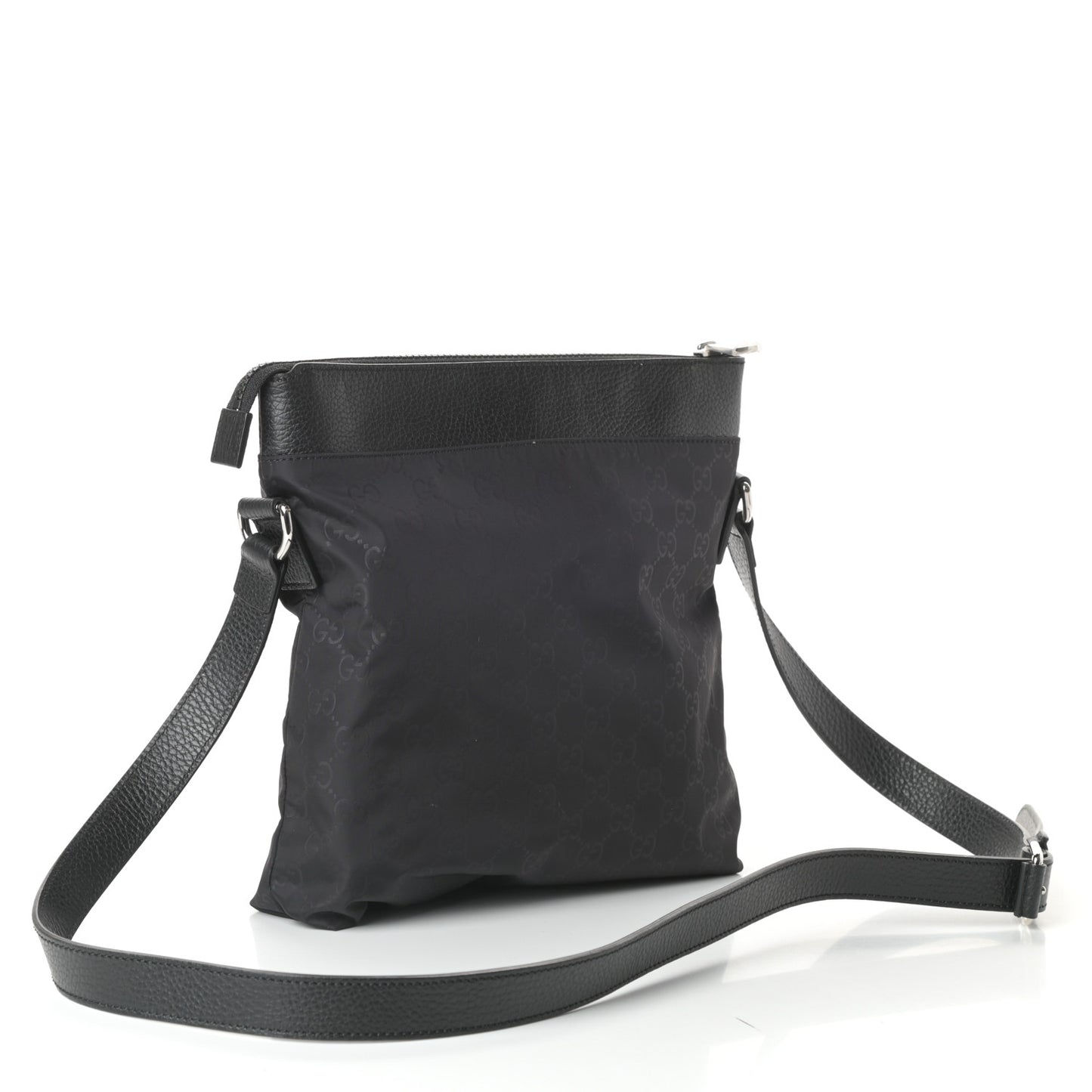 Nylon Monogram Dollar Calfskin Flat Messenger Bag Black