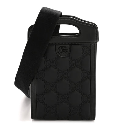Gucci Nylon Calfskin Enamel GG Matelasse Mini Top Slip Handle Crossbody Bag Black 1 of 13