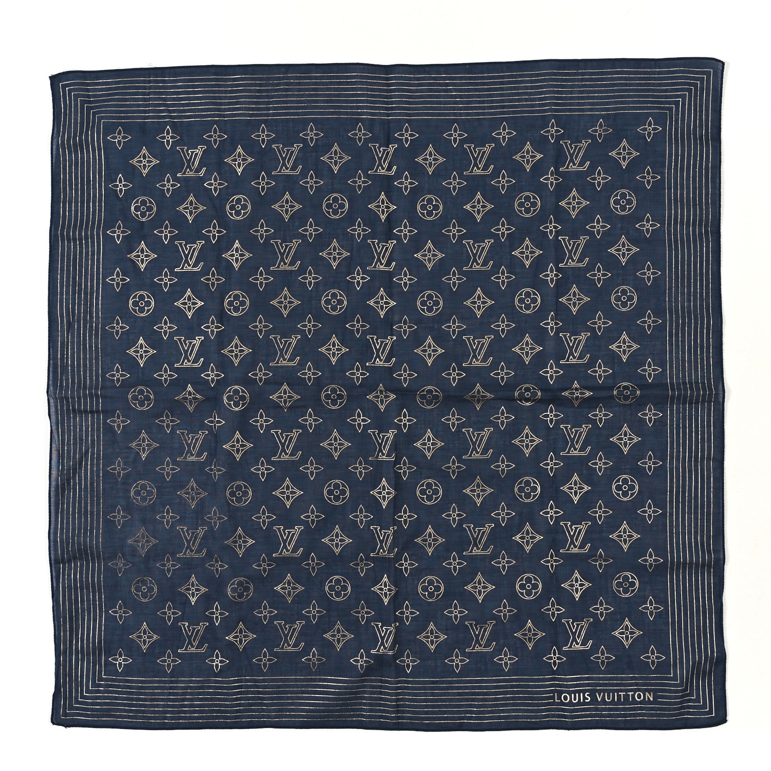 Louis Vuitton Cotton Monogram Bandana Scarf Blue 1 of 3