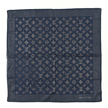 Louis Vuitton Cotton Monogram Bandana Scarf Blue 1 of 3