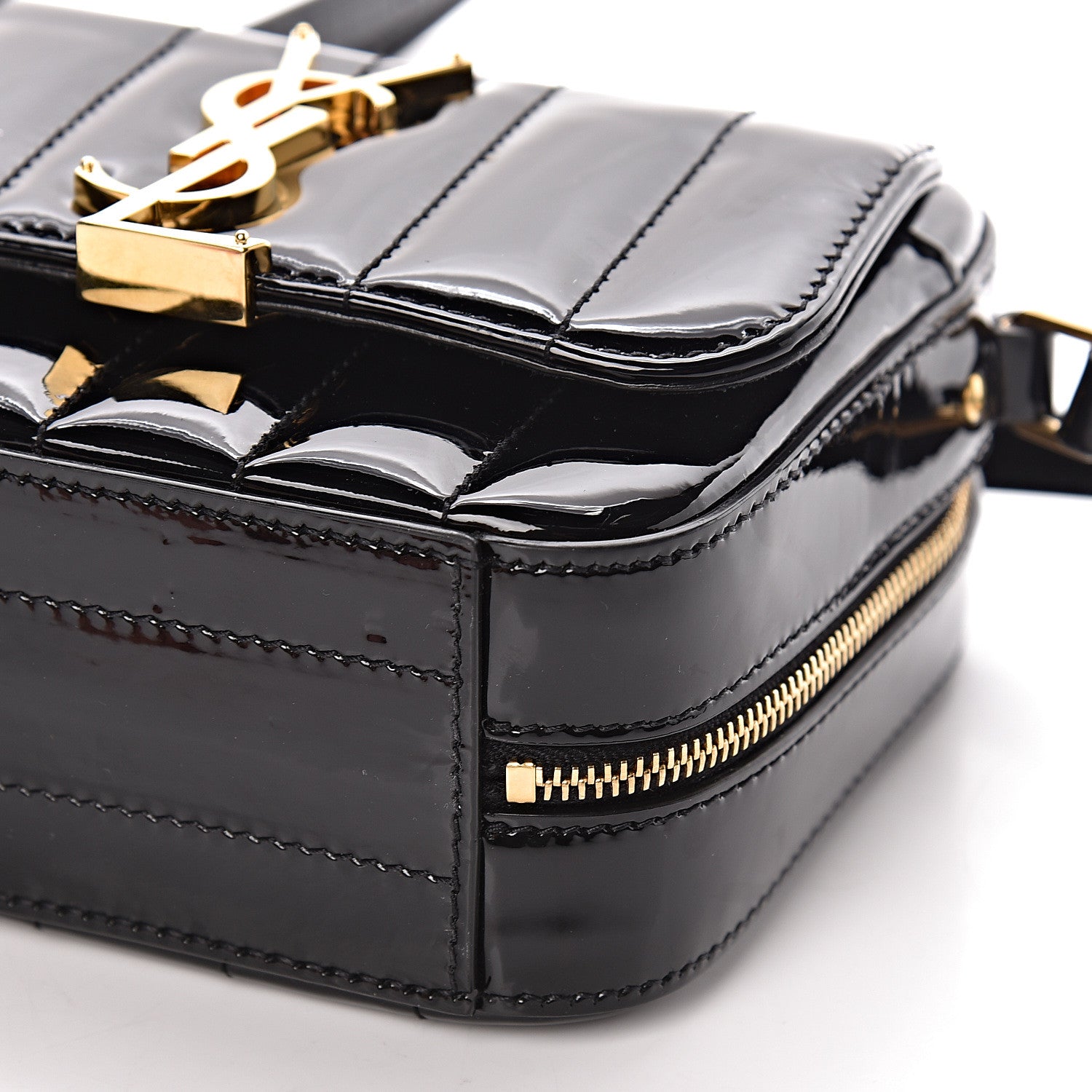 Saint Laurent Patent Matelasse Monogram Toy Vicky Camera Bag Black 9 of 10
