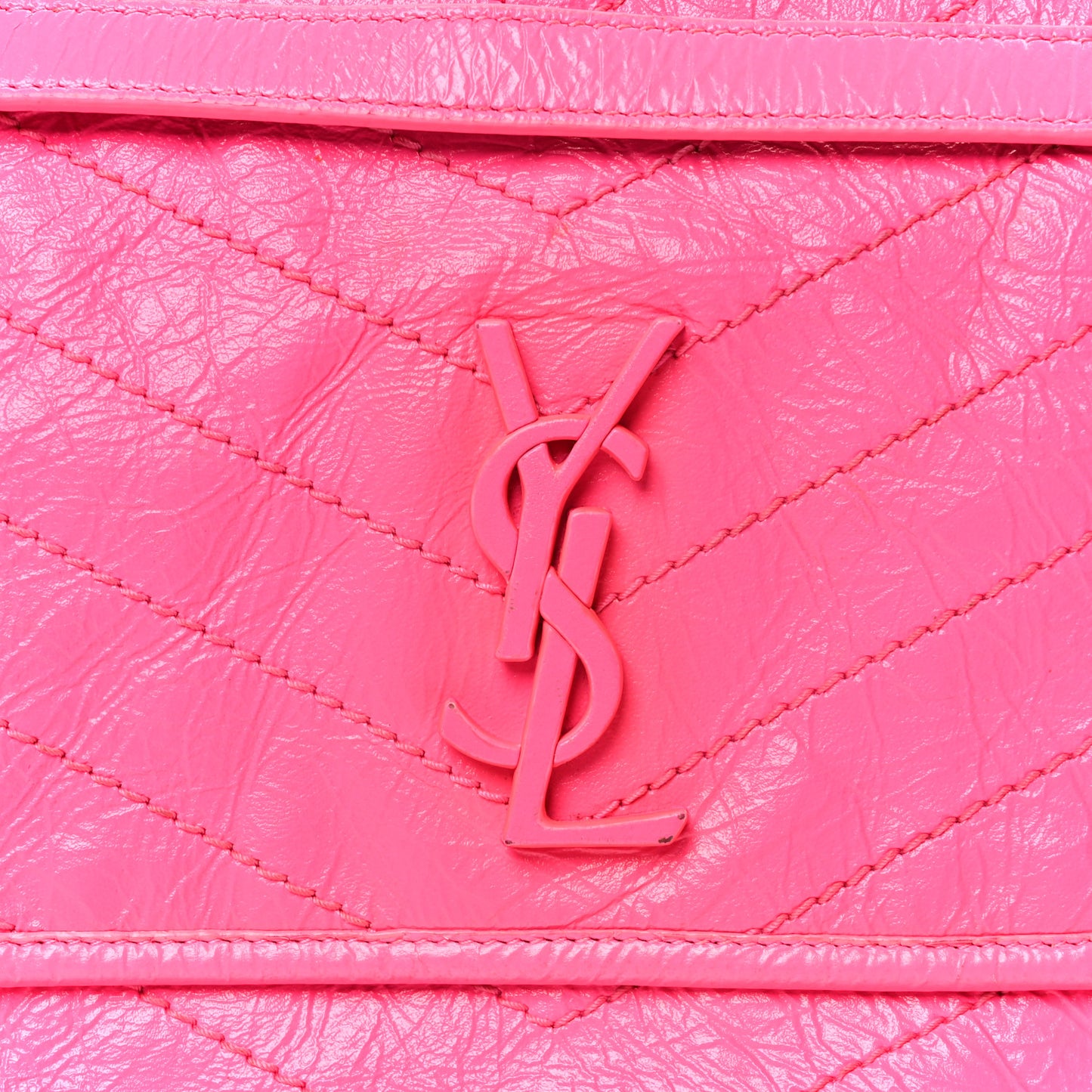 Crinkled Calfskin Matelasse Monogram Medium Niki Chain Satchel Rose Glow