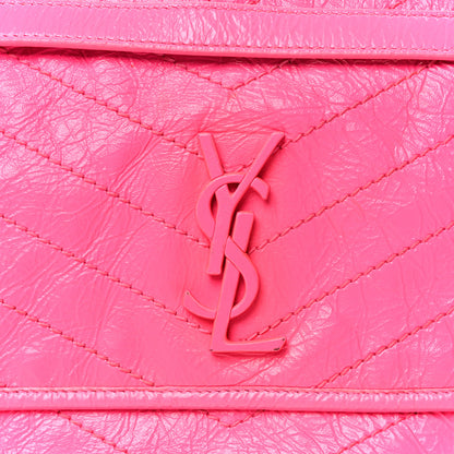 Saint Laurent Crinkled Calfskin Matelasse Monogram Medium Niki Chain Satchel Rose Glow 9 of 11