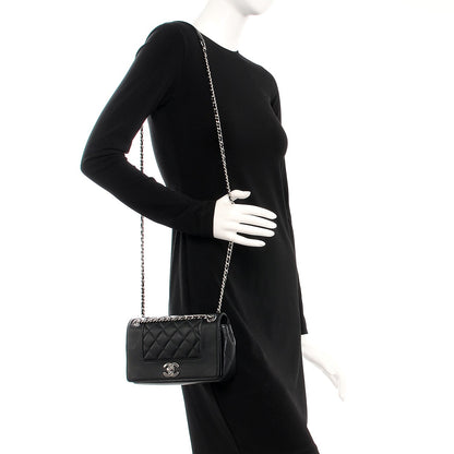Chanel Sheepskin Quilted Small Vintage Mademoiselle Flap Black 2 of 7