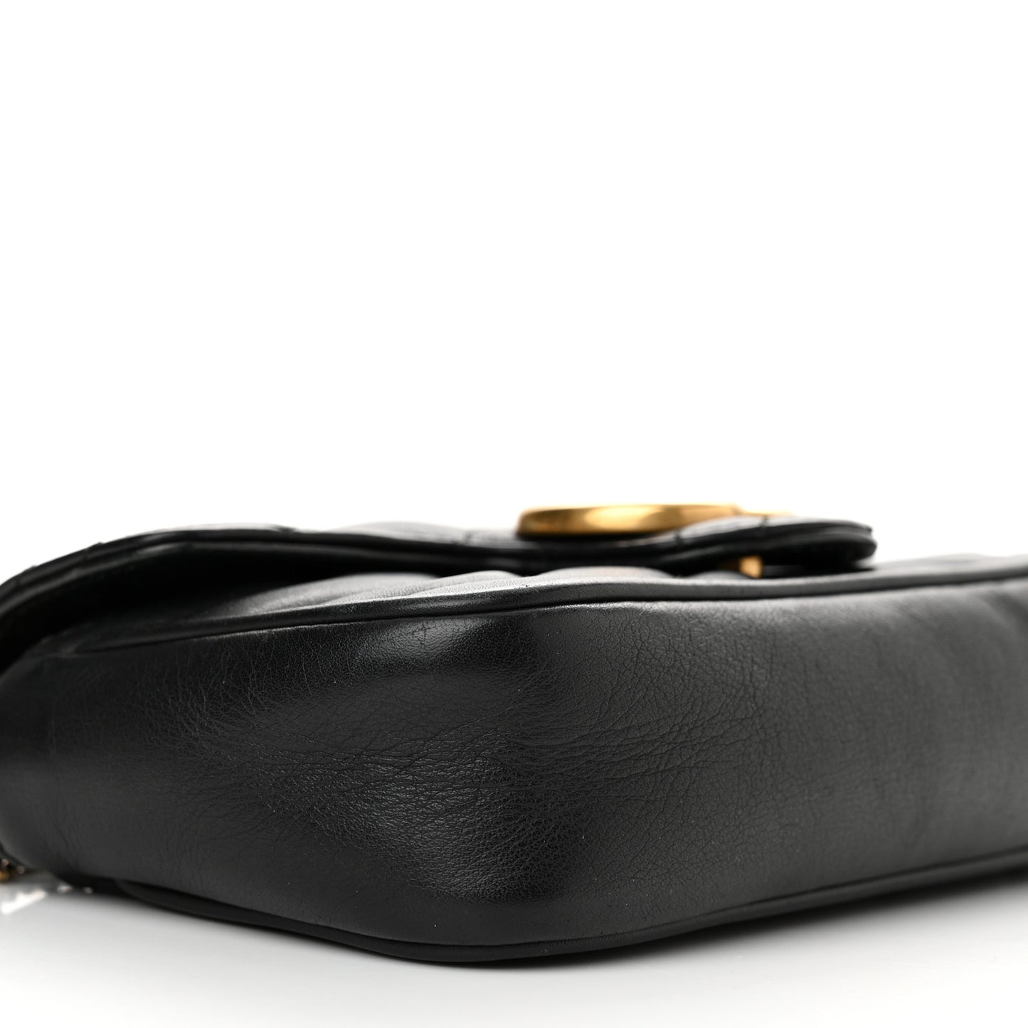 Calfskin Matelasse Super Mini GG Marmont Shoulder Bag Black