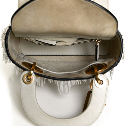 Christian Dior Lambskin Beaded Fringe Mini Lady Dior White 9 of 12