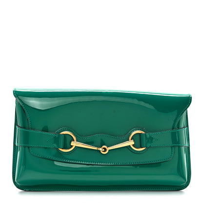 Gucci Patent Large Bright Bit Clutch Shocking Green 1 of 8
