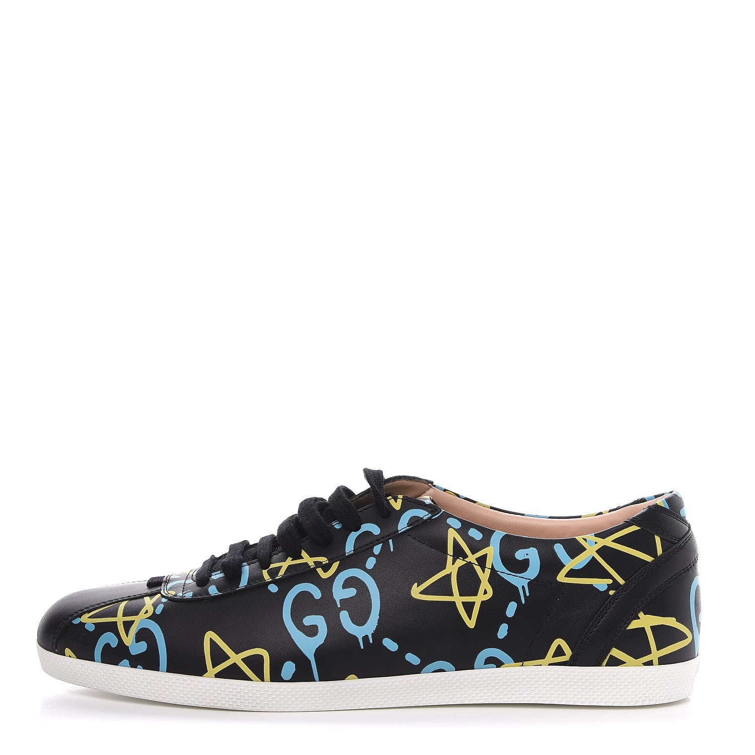 Gucci Calfskin GucciGhost Print Womens Low Top Sneakers 41 Black New Acquamarine 1 of 10
