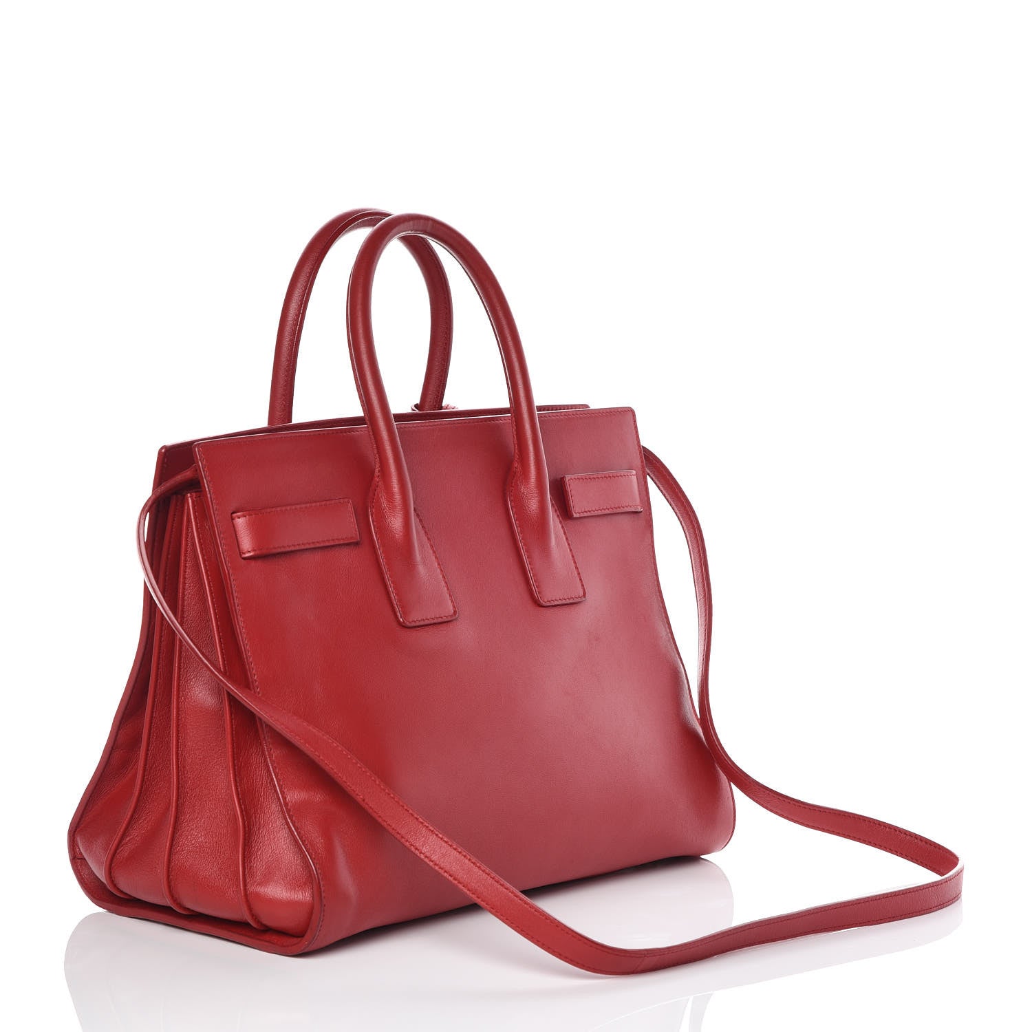 Saint Laurent Calfskin Small Sac De Jour Lipstick Red 3 of 14